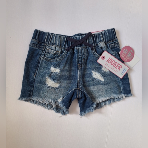 NWT YMI Girls's cotton denim jean shorts active jogger elastic stretchy pull on - Picture 1 of 7